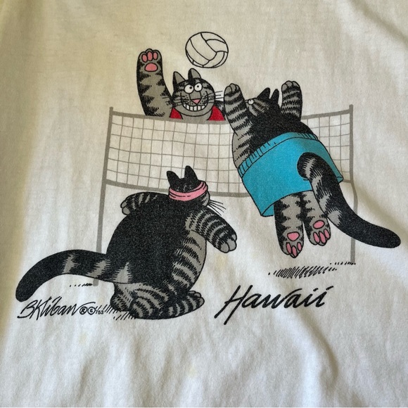 Vintage Crazy Shirts B Kliban Cats Volleyball T-Shirt XL Hawaii Edition - Picture 9 of 16